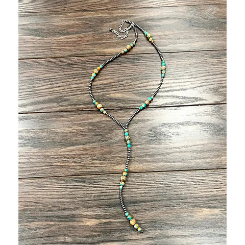 31" Handmade Navajo Inspired Gemstone Lariat Necklace