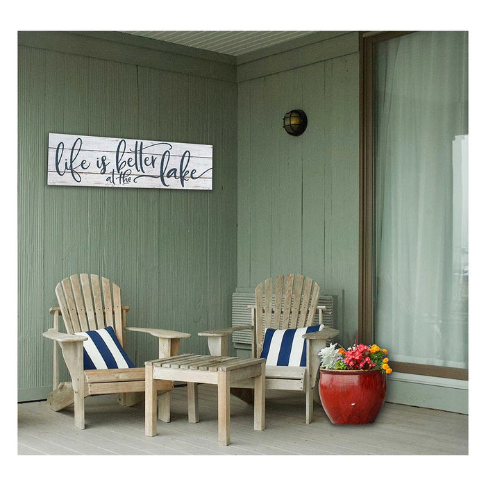 35x10 Indoor Outdoor Whitewash Sign Life is Better on Lake