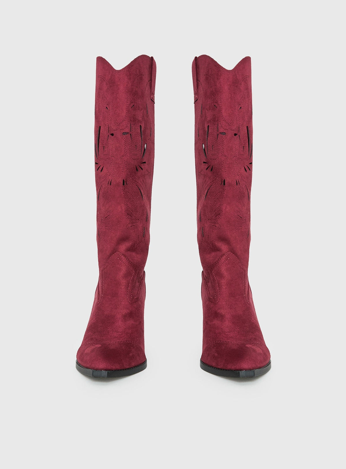 Ronso Faux Suede Cowboy Boots Burgundy