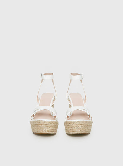 Jesper Espadrille Wedged Heels White Croc