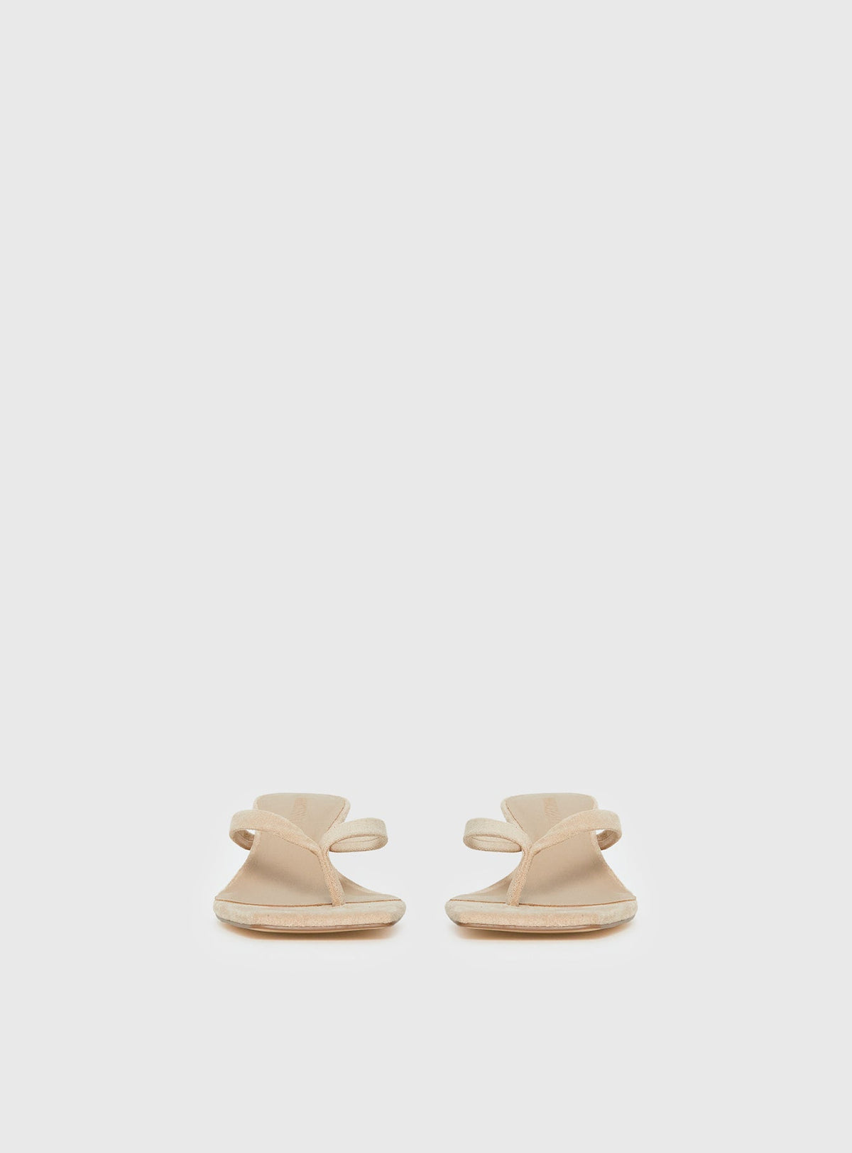 So Exclusive Faux Suede Thong Heels Tan