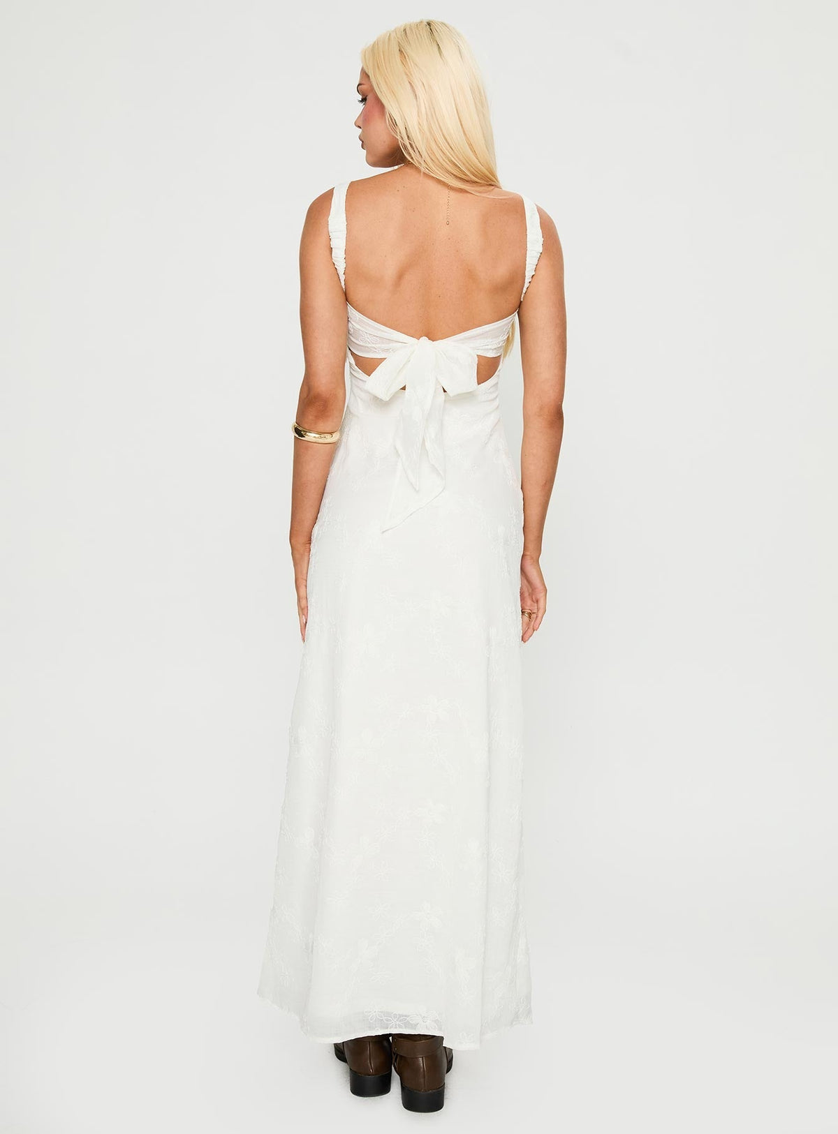Maisone Broderie Maxi Dress White