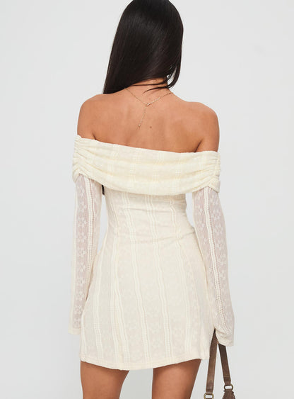 Colettie Long Sleeve Mini Dress Cream