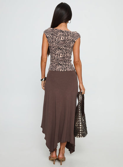 Futura Asymmetrical Midi Skirt Chocolate