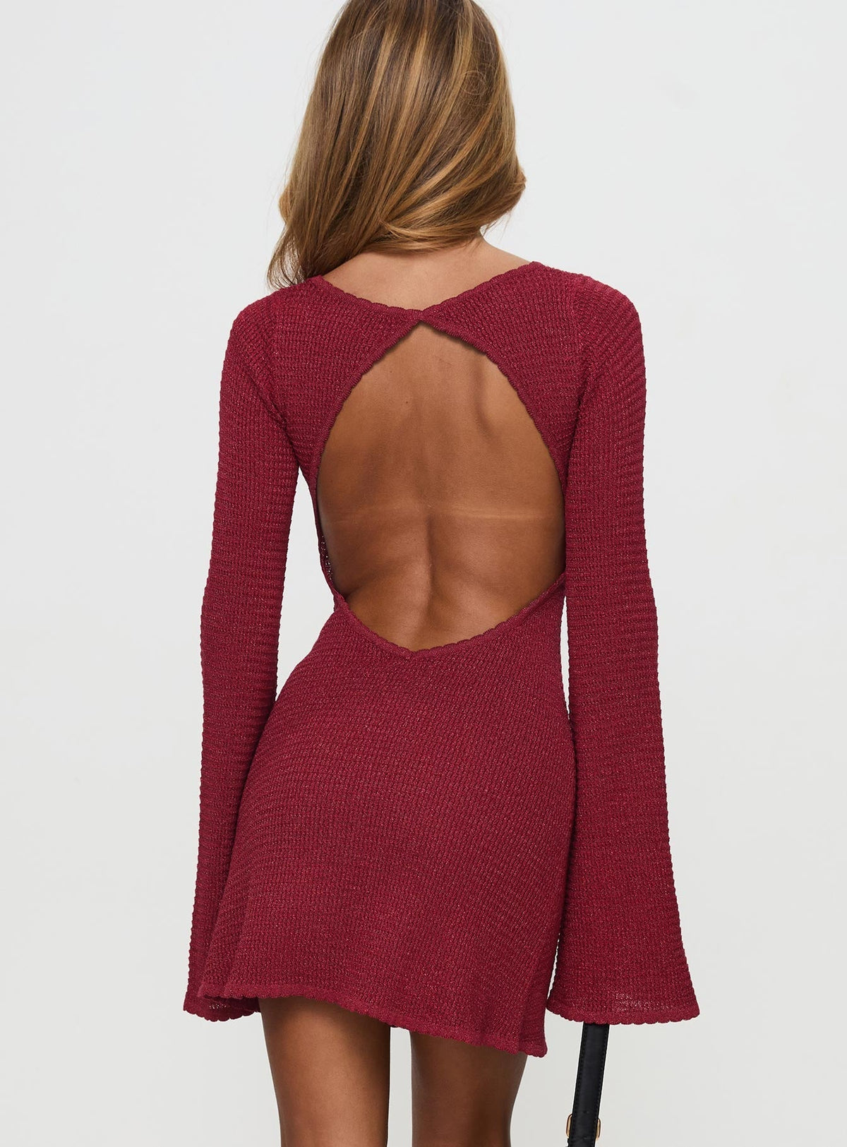 Rhapsody Long Sleeve Knit Mini Dress Red