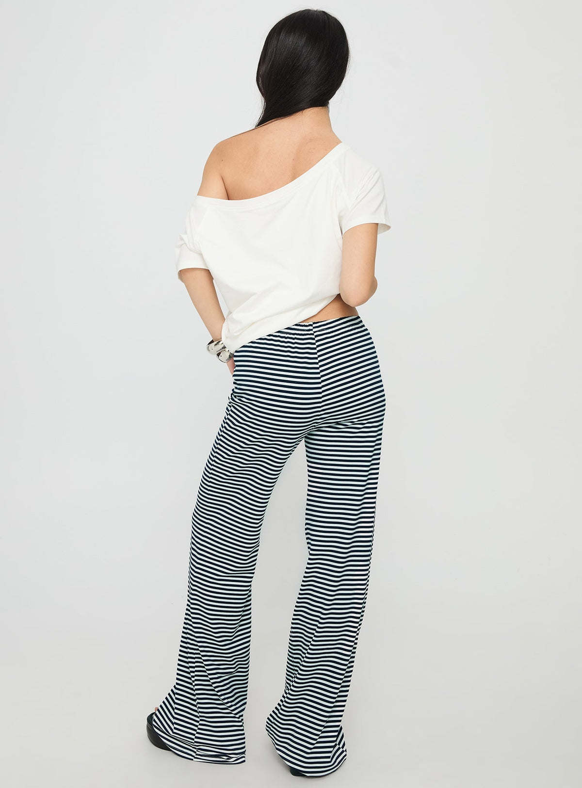 Alfreda Jersey Pants Navy Stripe