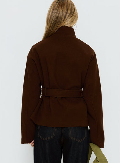 Tameeka Funnel Neck Coat Brown