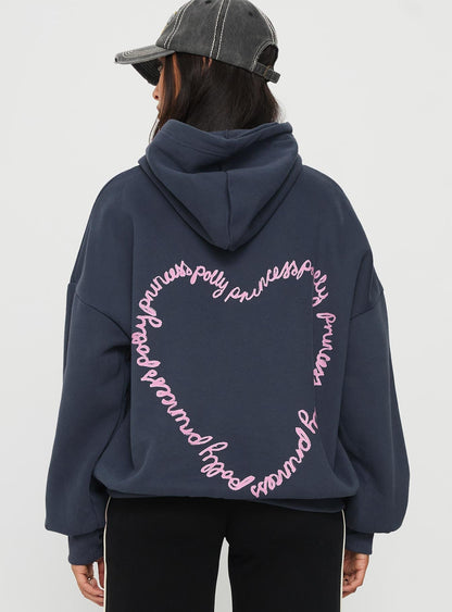 Princess Polly Love Letter Graphic Hoodie Slate Grey