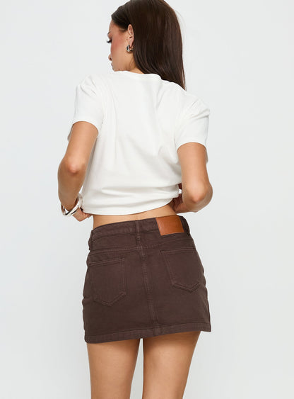 Nickei Denim Mini Skirt Chocolate