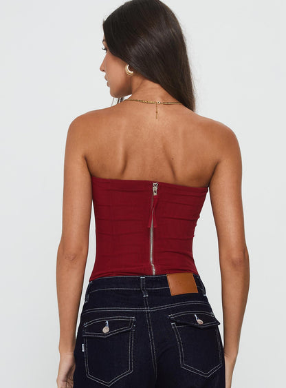 Oscuro Longline Mesh Corset Top Berry
