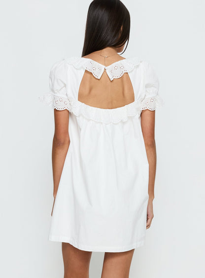 Trinka Frill Collared Mini Dress White