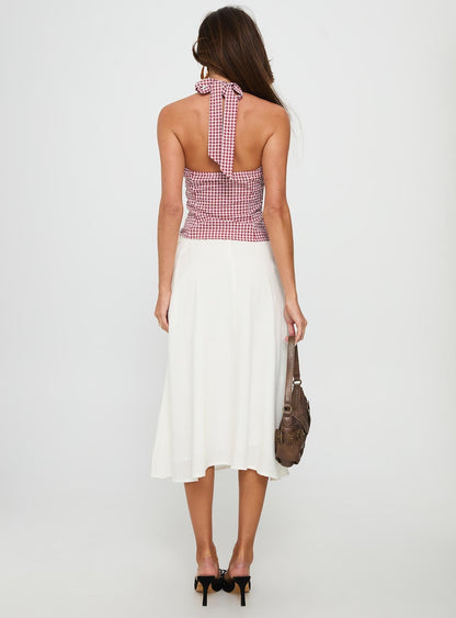 Persuasion Tie Side Midi Skirt White