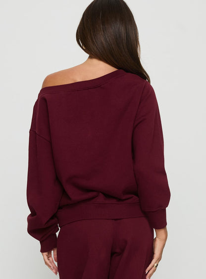 Wellness Off the Shoulder Jumper Currant