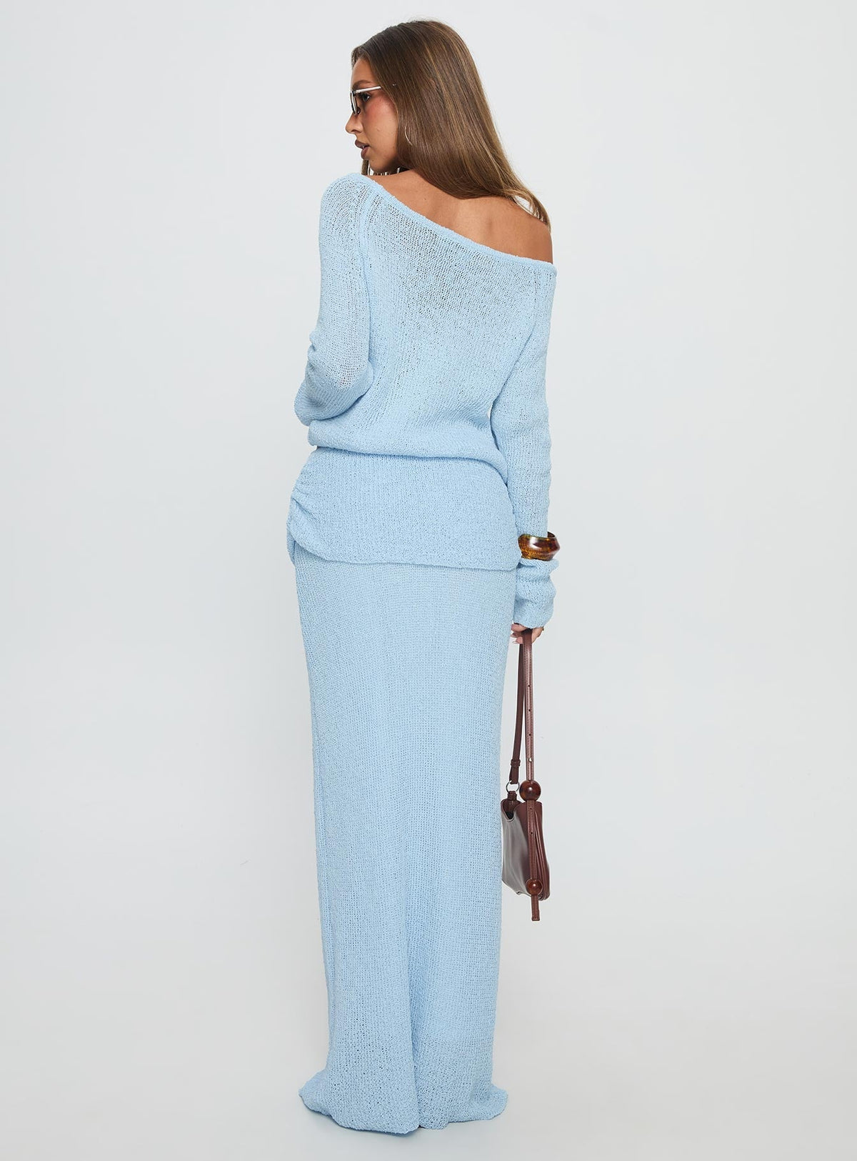 Tessira Boucle Maxi Skirt Blue