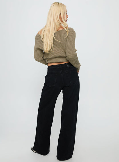 Darla Low Rise Straight Leg Jeans Washed Black