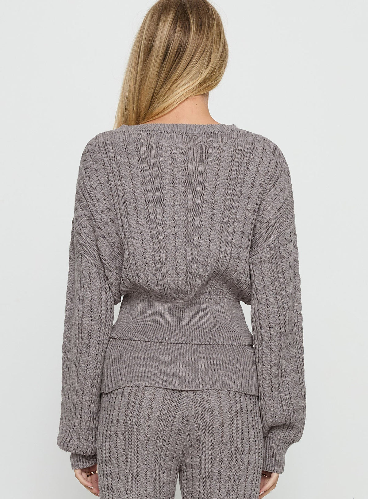 Baleigh Cable Knit Cardigan Grey