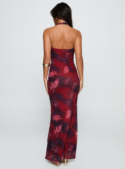 Vixyn Halter Maxi Dress Red Multi