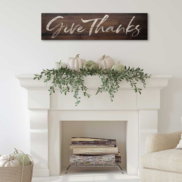40x10 Walnut Slat Sign Give Thanks