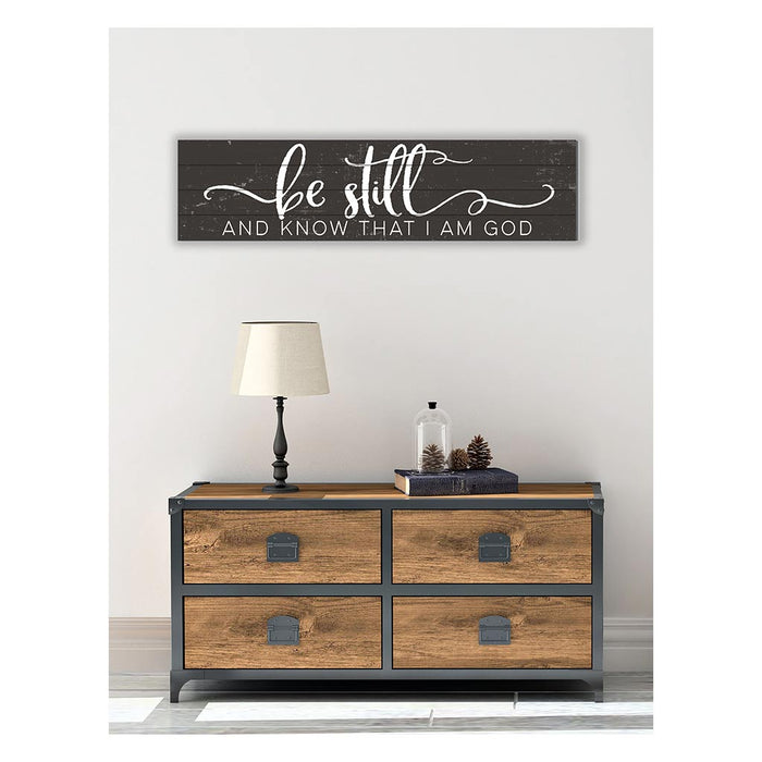 40x10 Weathered Charcoal Slat Sign Be Still and Know