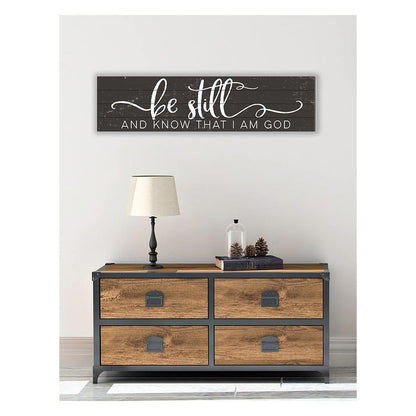 40x10 Weathered Charcoal Slat Sign Be Still and Know