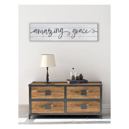 40x10 Whitewash Slat Sign Amazing Grace