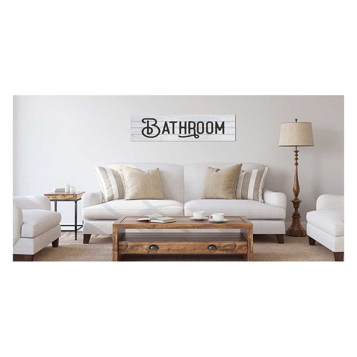 40x10 Whitewash Slat Sign Bathroom