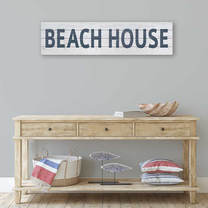 40x10 Whitewash Slat Sign BEACH HOUSE