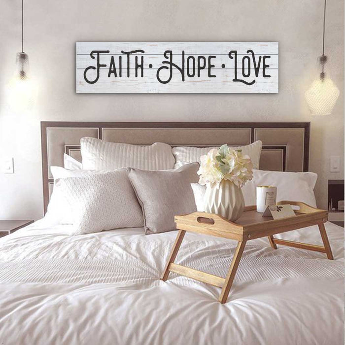 40x10 Whitewash Slat Sign Faith Hope Love