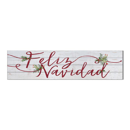 40x10 Whitewash Slat Sign Feliz Navidad