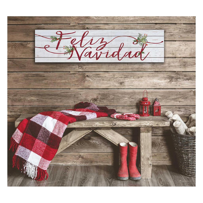 40x10 Whitewash Slat Sign Feliz Navidad