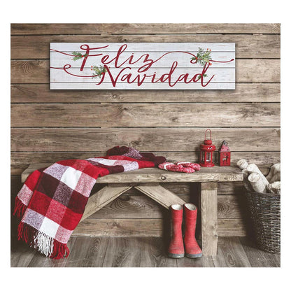 40x10 Whitewash Slat Sign Feliz Navidad