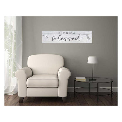 40x10 Whitewash Slat Sign State Blessed Florida