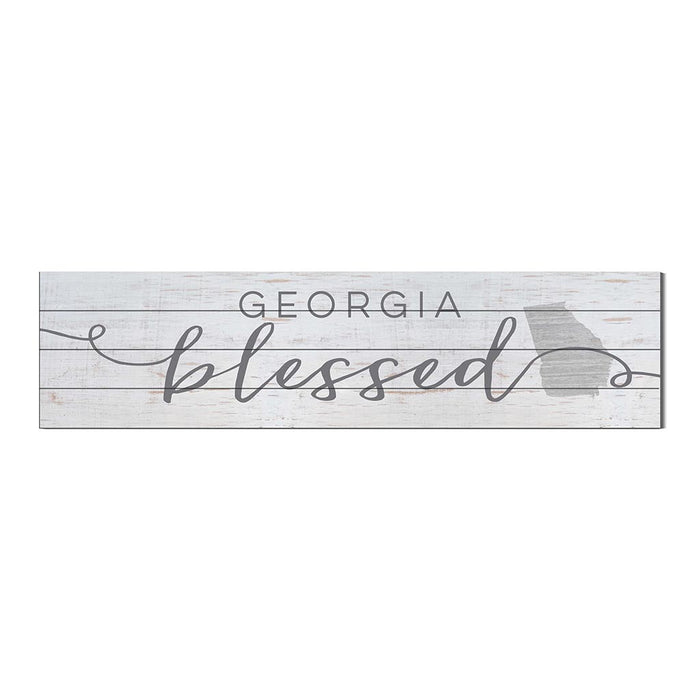 40x10 Whitewash Slat Sign State Blessed Georgia
