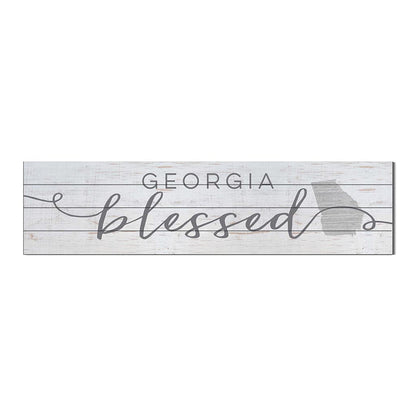 40x10 Whitewash Slat Sign State Blessed Georgia