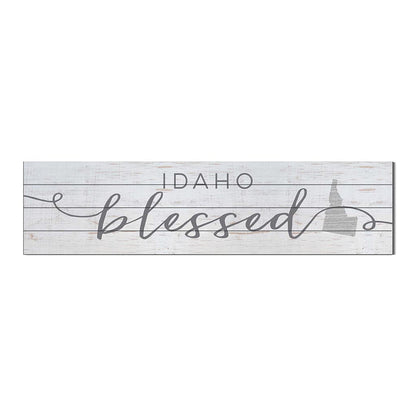 40x10 Whitewash Slat Sign State Blessed Idaho