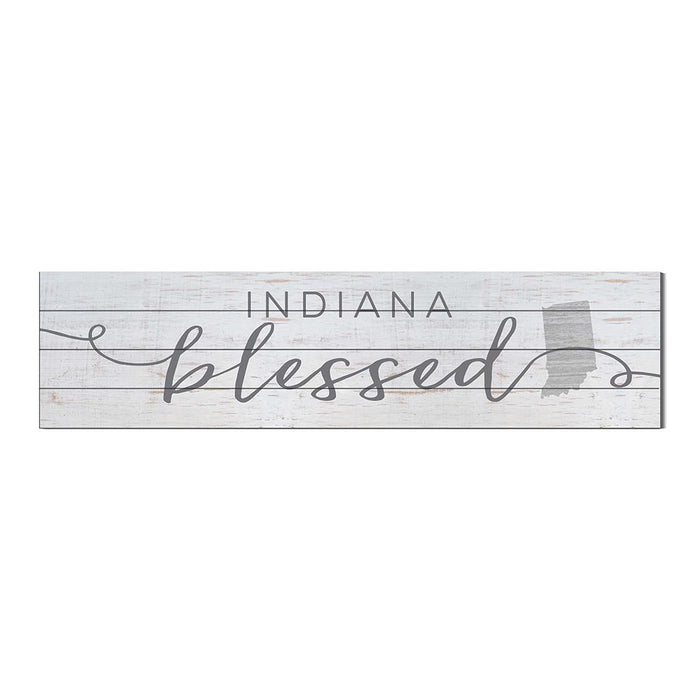 40x10 Whitewash Slat Sign State Blessed Indiana