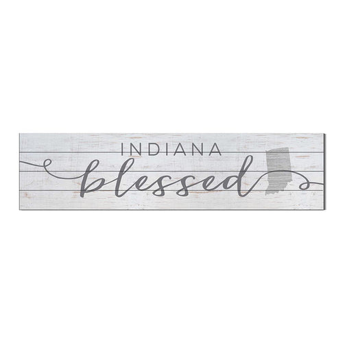 40x10 Whitewash Slat Sign State Blessed Indiana