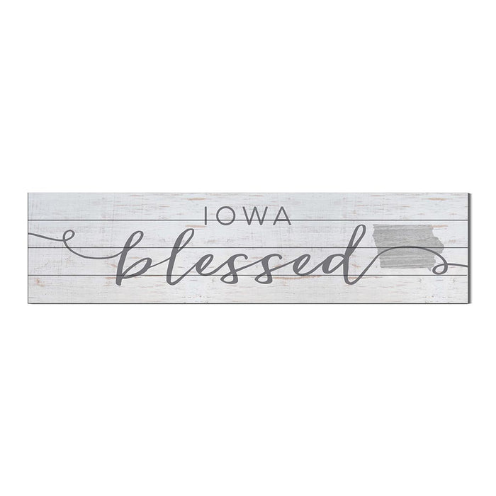 40x10 Whitewash Slat Sign State Blessed Iowa
