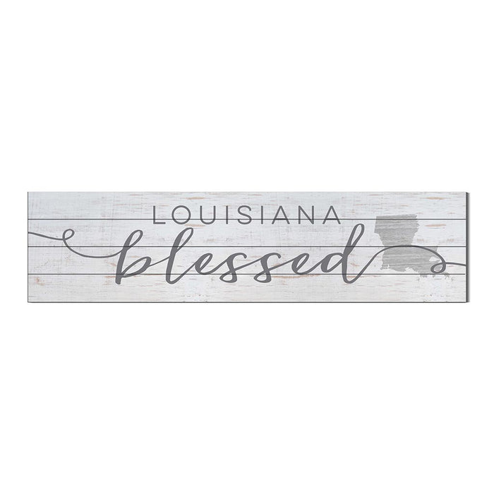 40x10 Whitewash Slat Sign State Blessed Louisiana
