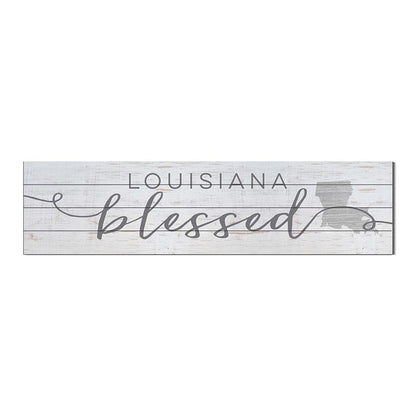 40x10 Whitewash Slat Sign State Blessed Louisiana