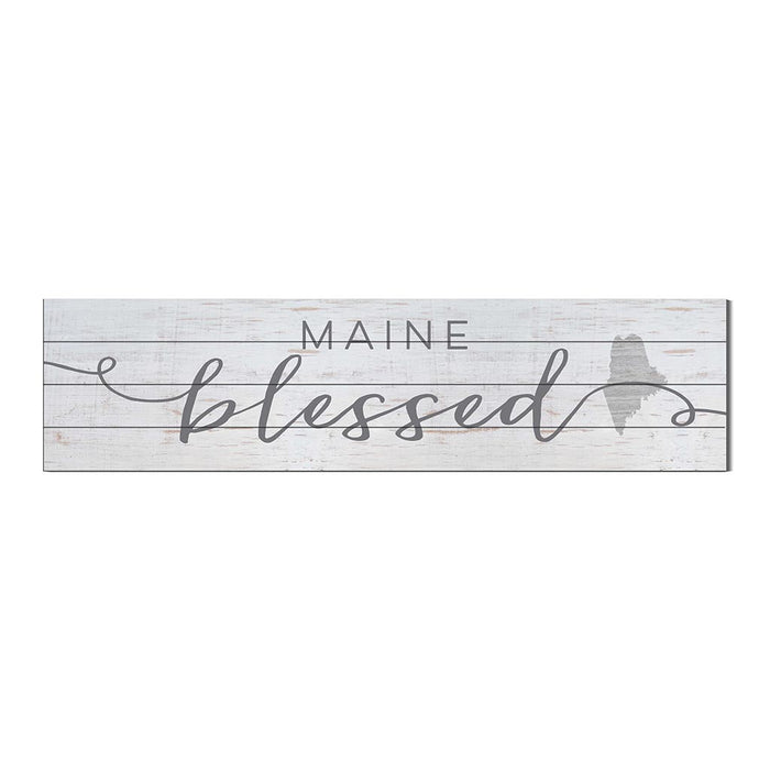 40x10 Whitewash Slat Sign State Blessed Maine