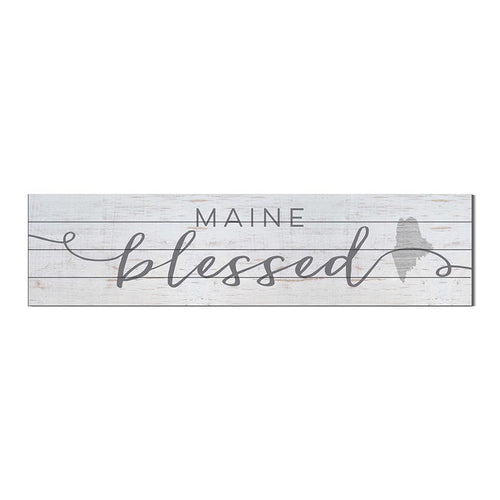 40x10 Whitewash Slat Sign State Blessed Maine
