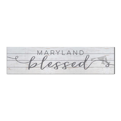 40x10 Whitewash Slat Sign State Blessed Maryland