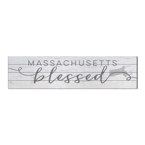 40x10 Whitewash Slat Sign State Blessed Massachusetts