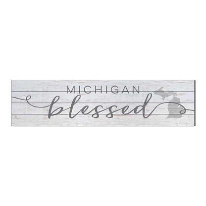 40x10 Whitewash Slat Sign State Blessed Michigan