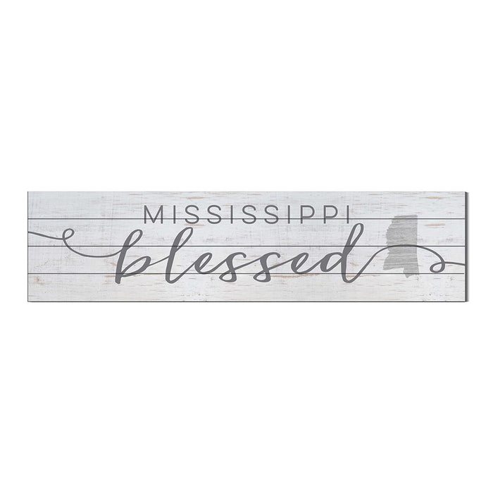 40x10 Whitewash Slat Sign State Blessed Mississippi