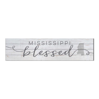40x10 Whitewash Slat Sign State Blessed Mississippi