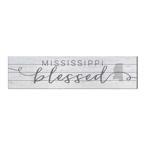 40x10 Whitewash Slat Sign State Blessed Mississippi