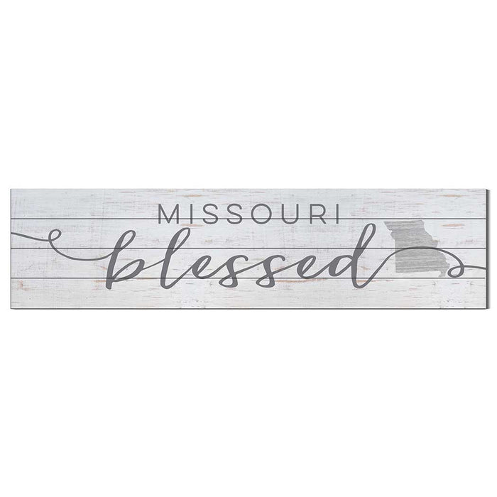40x10 Whitewash Slat Sign State Blessed Missouri