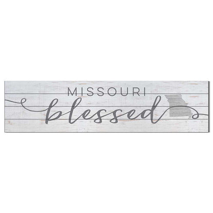 40x10 Whitewash Slat Sign State Blessed Missouri